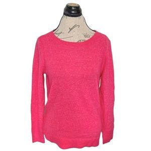 Loft Womens Sweater Pink Size MP Ribbed Back Cut Out Soft Fluffy Barbiecore